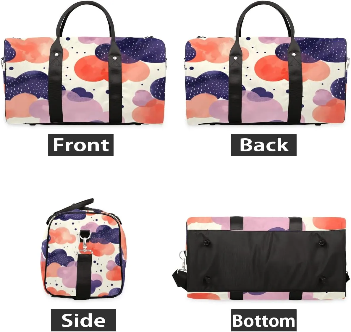 Travel Duffle Bag Clouds Print Gym Bags for Men Women Travel Duffel Bags with Adjustable Shoulder Strap Carry On Weekender Bag