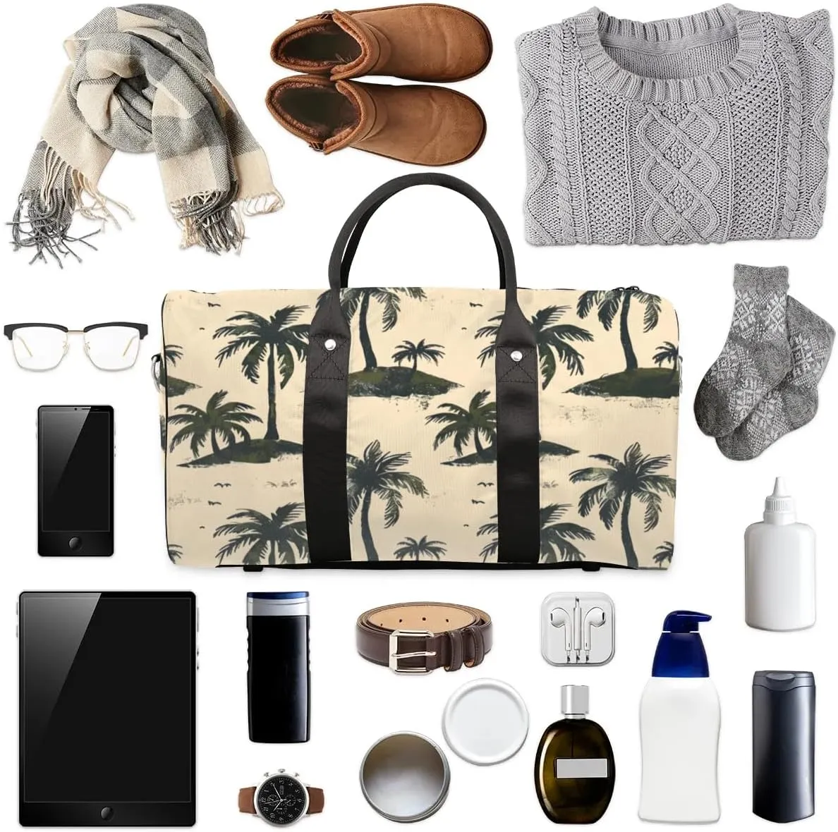 Travel Duffle Bag Coconut Tree Plant Gym Bags for Men Women Travel Duffel Bags with Adjustable Shoulder Strap Carry On Weekender Bag