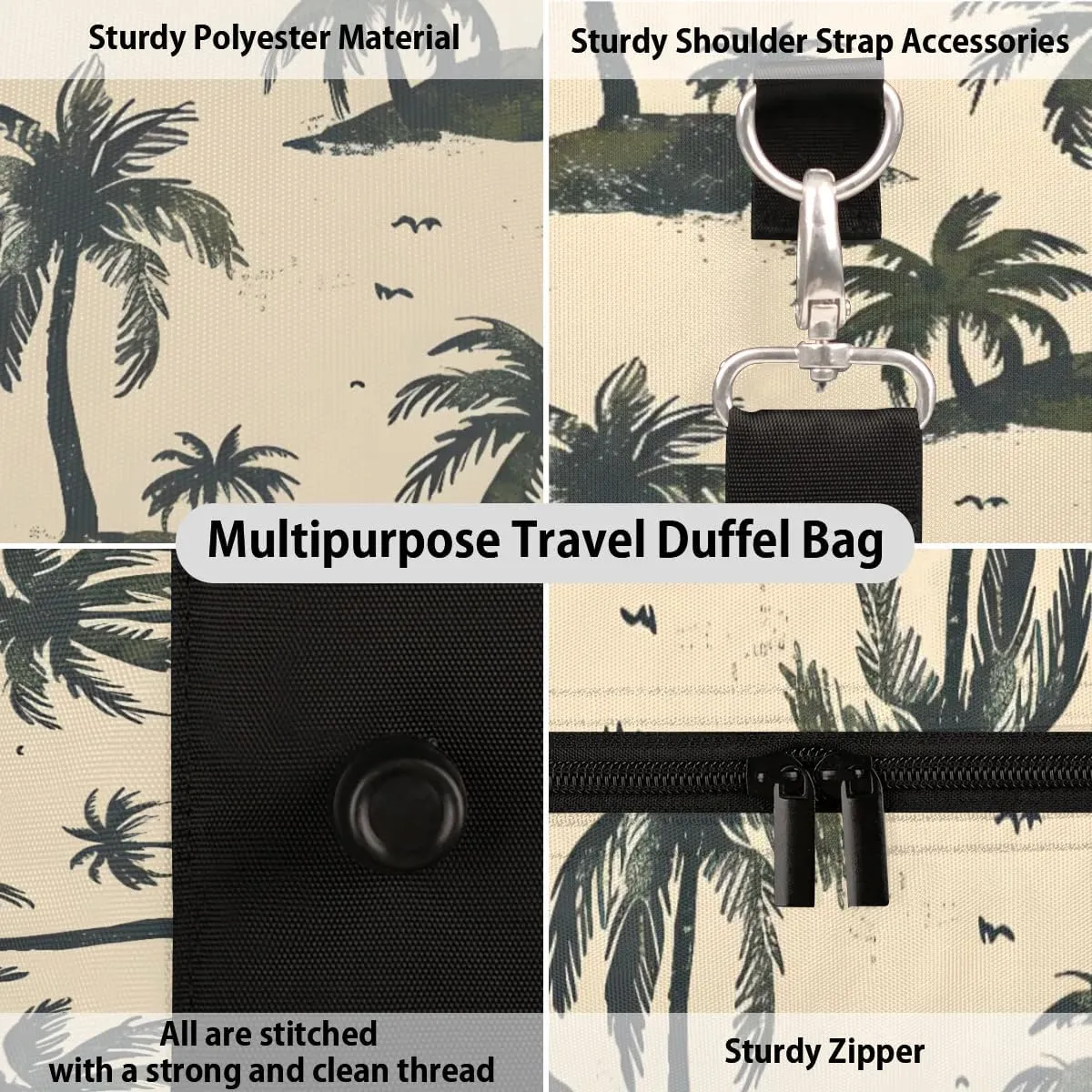 Travel Duffle Bag Coconut Tree Plant Gym Bags for Men Women Travel Duffel Bags with Adjustable Shoulder Strap Carry On Weekender Bag