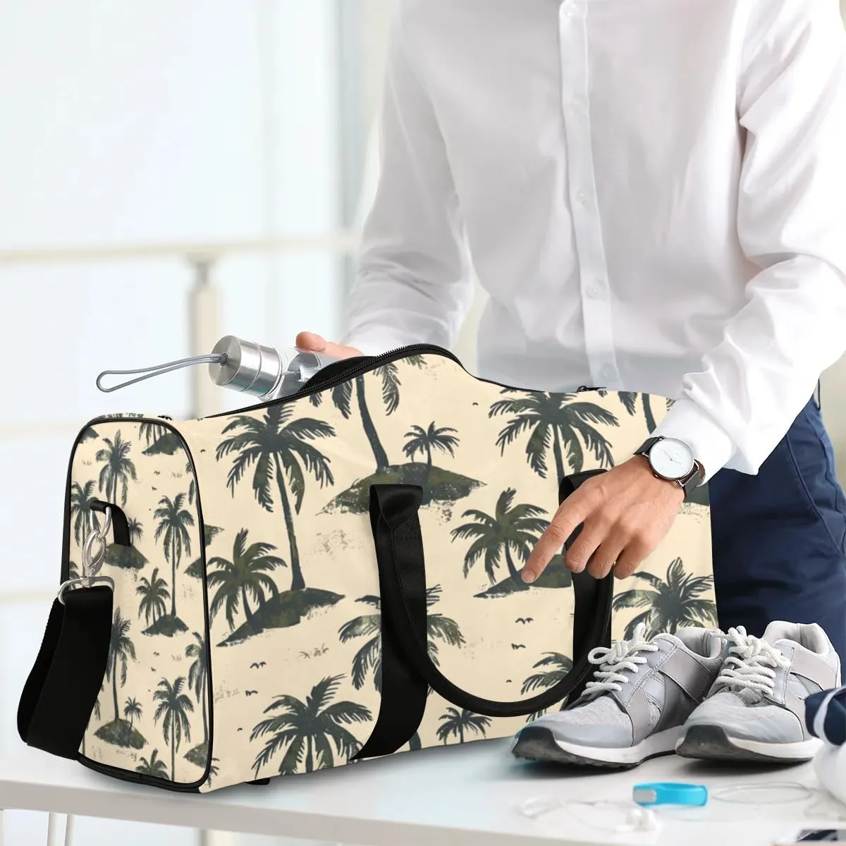 Travel Duffle Bag Coconut Tree Plant Gym Bags for Men Women Travel Duffel Bags with Adjustable Shoulder Strap Carry On Weekender Bag