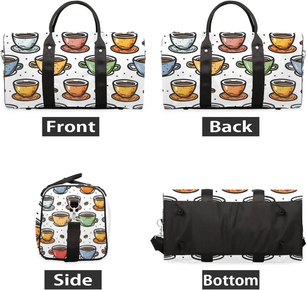 Travel Duffle Bag Coffee Drinks Gym Bags for Men Women Travel Duffel Bags with Adjustable Shoulder Strap Carry On Weekender Bag