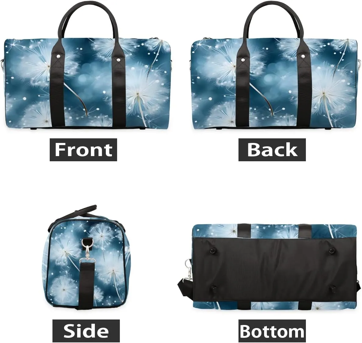 Travel Duffle Bag Dandelions Dancing Gym Bags for Men Women Travel Duffel Bags with Adjustable Shoulder Strap Carry On Weekender Bag