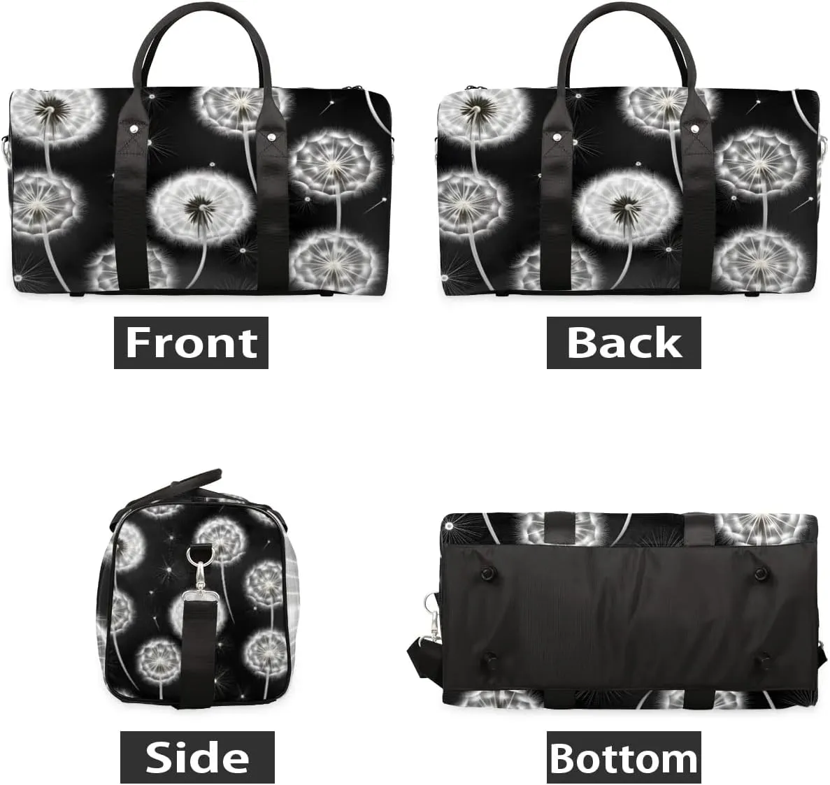 Travel Duffle Bag Dandelions Flying Gym Bags for Men Women Travel Duffel Bags with Adjustable Shoulder Strap Carry On Weekender Bag