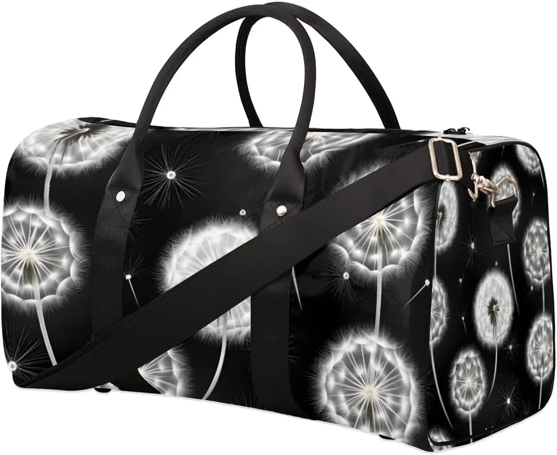 Travel Duffle Bag Dandelions Flying Gym Bags for Men Women Travel Duffel Bags with Adjustable Shoulder Strap Carry On Weekender Bag