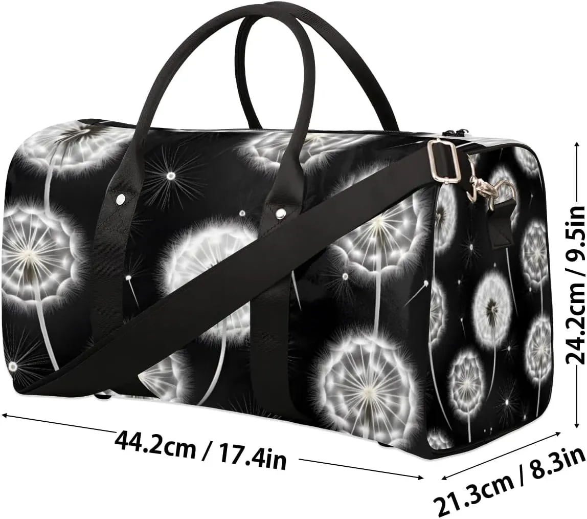 Travel Duffle Bag Dandelions Flying Gym Bags for Men Women Travel Duffel Bags with Adjustable Shoulder Strap Carry On Weekender Bag