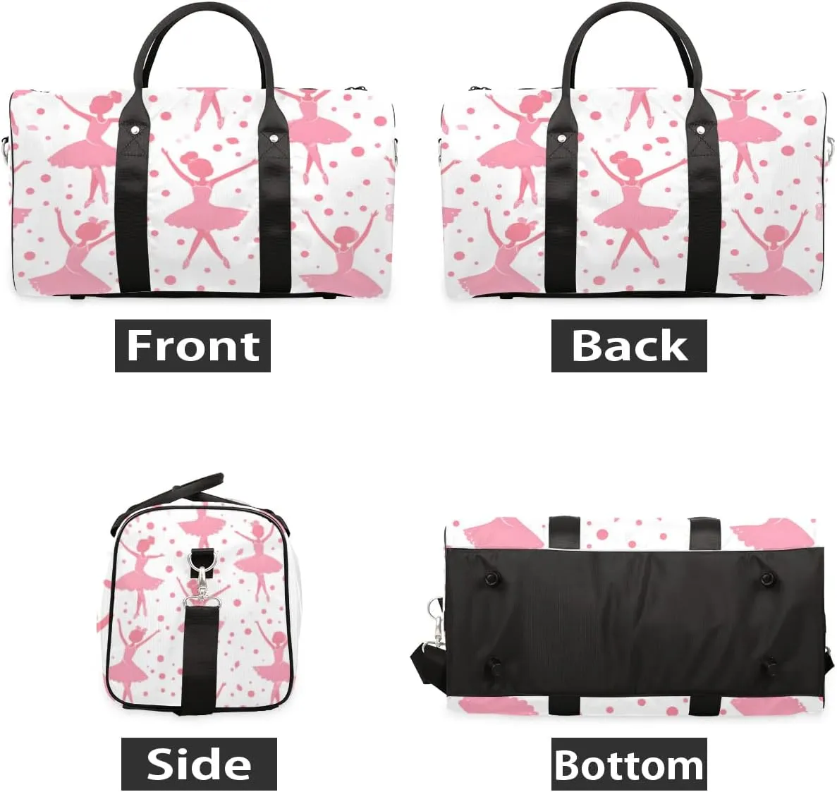 Travel Duffle Bag Dot Ballet Gym Bags for Men Women Travel Duffel Bags with Adjustable Shoulder Strap Carry On Weekender Bag