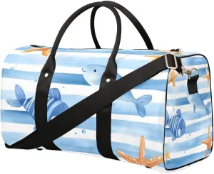 Travel Duffle Bag Fish Starfish Gym Bags for Men Women Travel Duffel Bags with Adjustable Shoulder Strap Carry On Weekender Bag