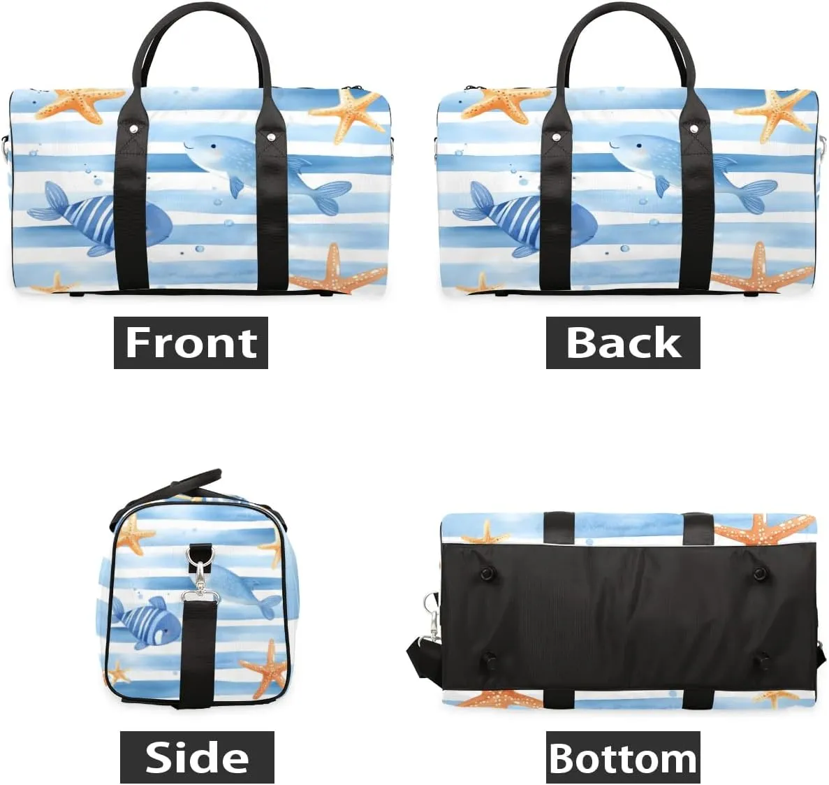 Travel Duffle Bag Fish Starfish Gym Bags for Men Women Travel Duffel Bags with Adjustable Shoulder Strap Carry On Weekender Bag