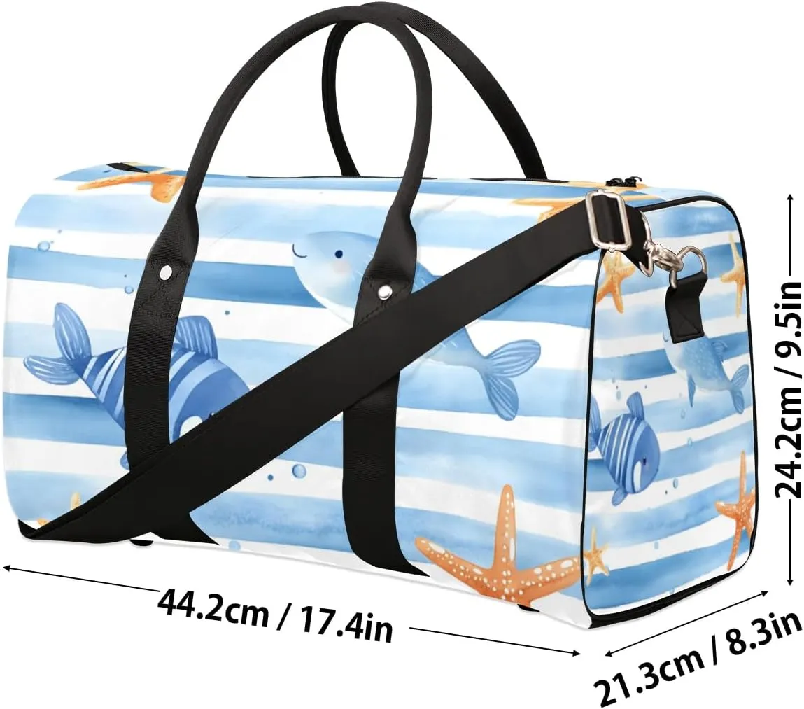 Travel Duffle Bag Fish Starfish Gym Bags for Men Women Travel Duffel Bags with Adjustable Shoulder Strap Carry On Weekender Bag