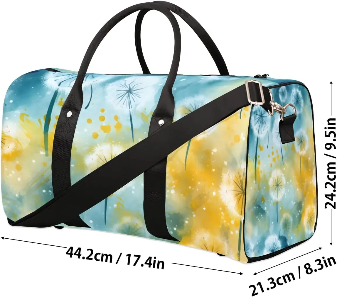 Travel Duffle Bag Floating Dandelion Gym Bags for Men Women Travel Duffel Bags with Adjustable Shoulder Strap Carry On Weekender Bag