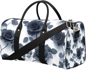 Travel Duffle Bag Floral Roses Flower Gym Bags for Men Women Travel Duffel Bags with Adjustable Shoulder Strap Carry On Weekender Bag