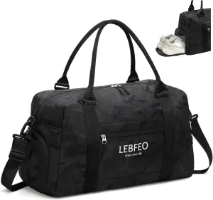 Travel Duffle Bag for Women Large Weekender Overnight Bags Gym Bag with Shoe Compartment Waterproof Hospital Bag Carry On Tote Bag for Airplanes,Camo Black