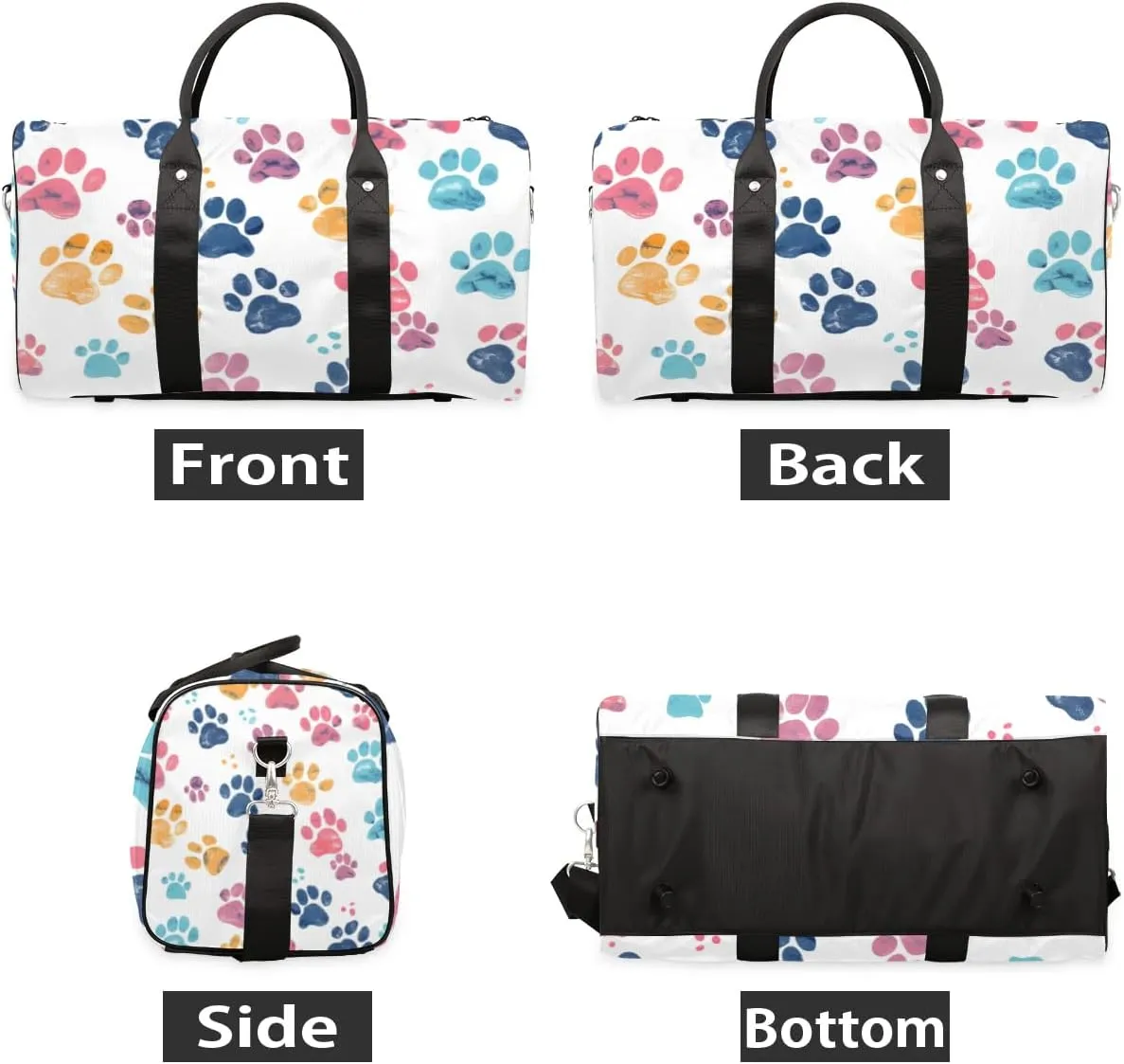 Travel Duffle Bag Lovely Dogs Paw Print Gym Bags for Men Women Travel Duffel Bags with Adjustable Shoulder Strap Carry On Weekender Bag