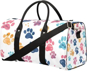 Travel Duffle Bag Lovely Dogs Paw Print Gym Bags for Men Women Travel Duffel Bags with Adjustable Shoulder Strap Carry On Weekender Bag