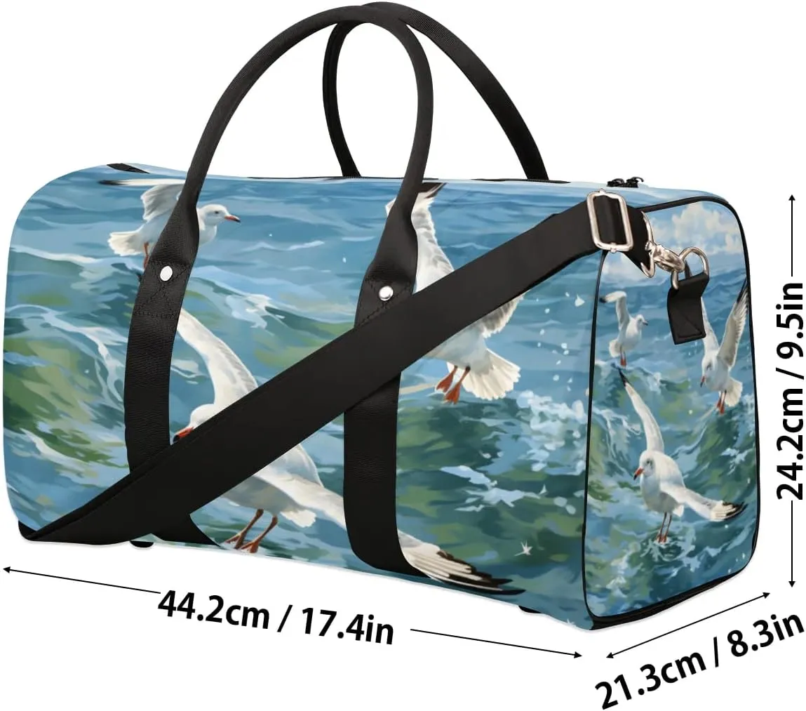 Travel Duffle Bag Ocean Seagull Gym Bags for Men Women Travel Duffel Bags with Adjustable Shoulder Strap Carry On Weekender Bag