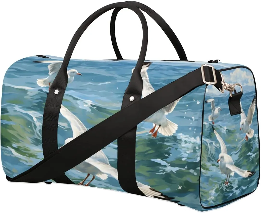 Travel Duffle Bag Ocean Seagull Gym Bags for Men Women Travel Duffel Bags with Adjustable Shoulder Strap Carry On Weekender Bag