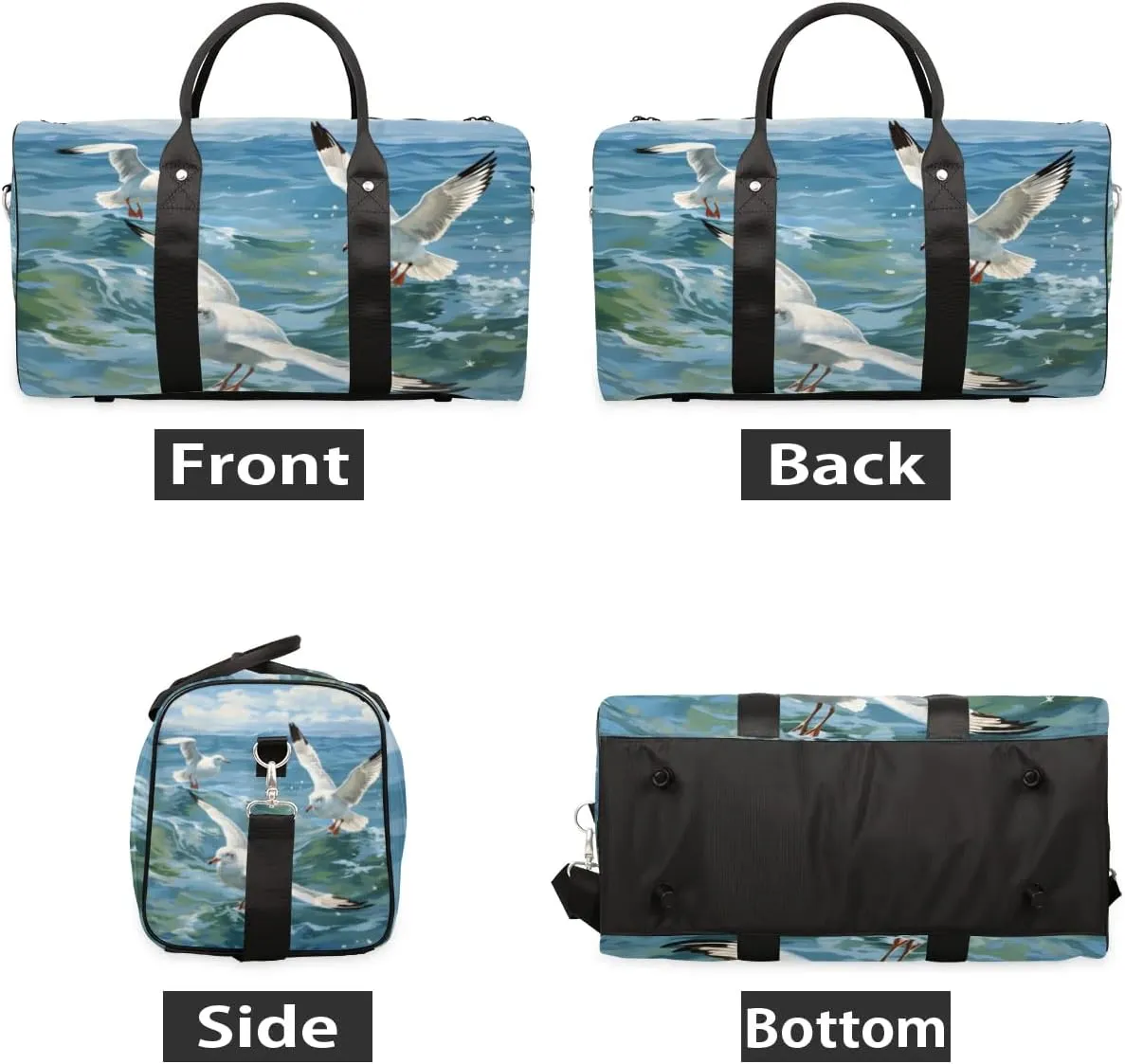 Travel Duffle Bag Ocean Seagull Gym Bags for Men Women Travel Duffel Bags with Adjustable Shoulder Strap Carry On Weekender Bag
