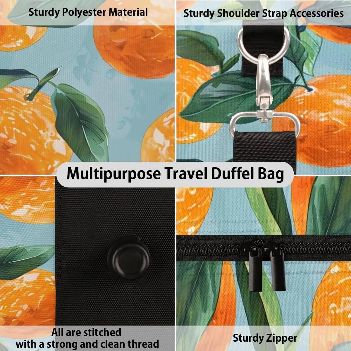 Travel Duffle Bag Oranges Gym Bags for Men Women Travel Duffel Bags with Adjustable Shoulder Strap Carry On Weekender Bag