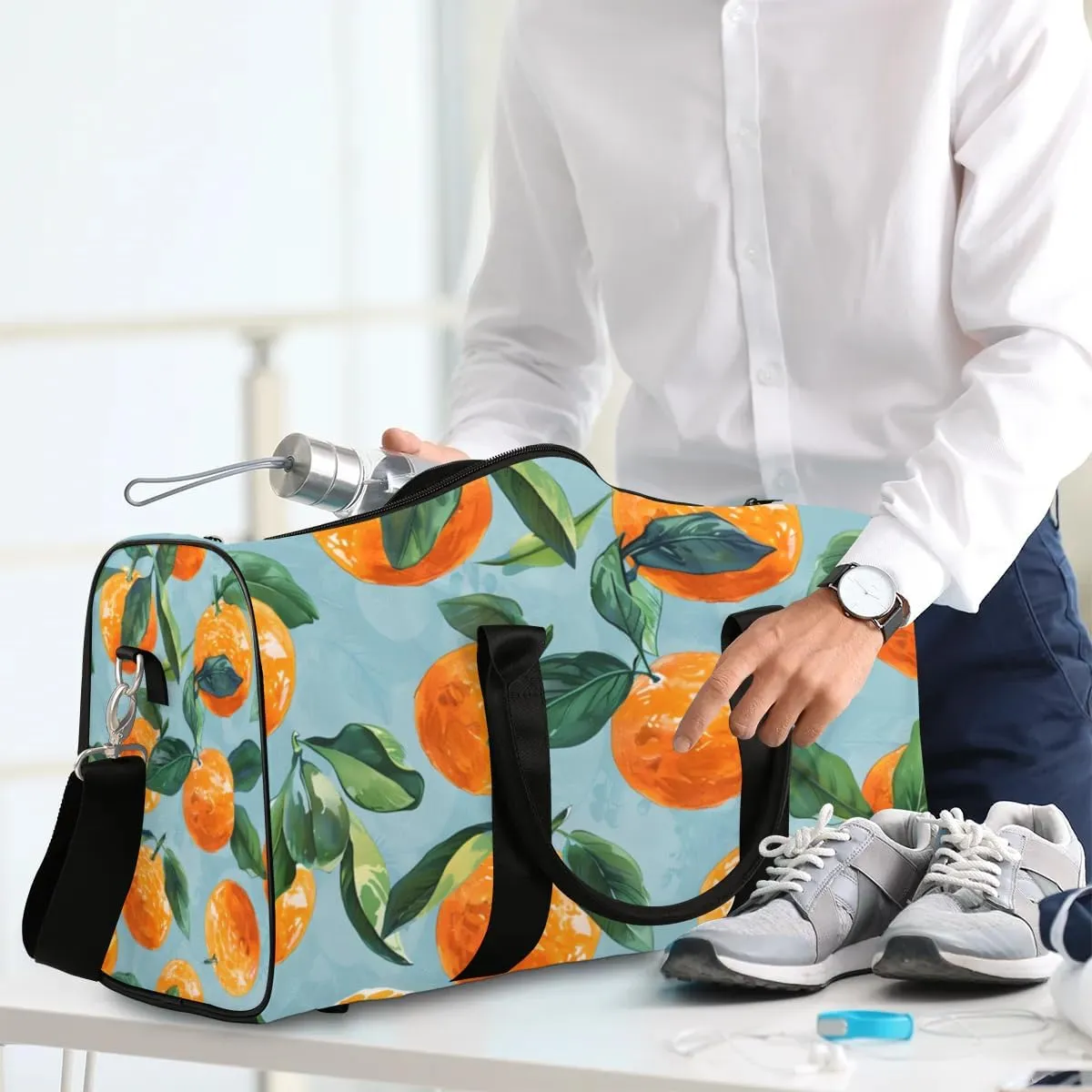 Travel Duffle Bag Oranges Gym Bags for Men Women Travel Duffel Bags with Adjustable Shoulder Strap Carry On Weekender Bag