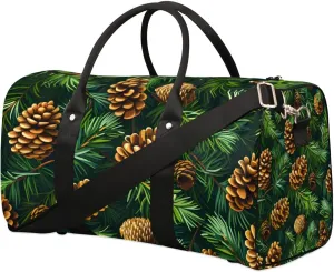 Travel Duffle Bag Pine Cones Leaves Gym Bags for Men Women Travel Duffel Bags with Adjustable Shoulder Strap Carry On Weekender Bag