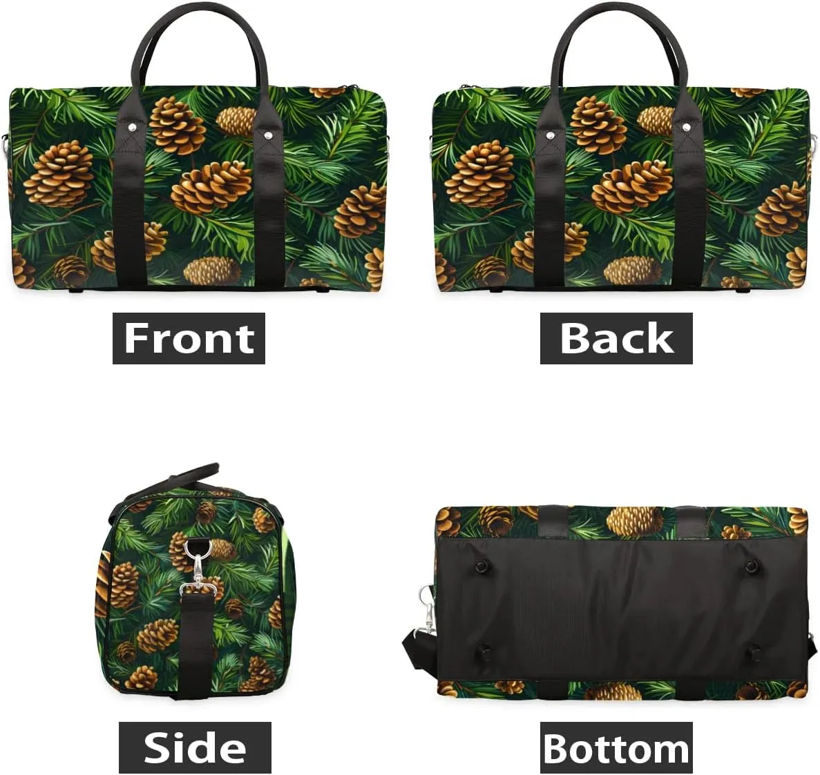 Travel Duffle Bag Pine Cones Leaves Gym Bags for Men Women Travel Duffel Bags with Adjustable Shoulder Strap Carry On Weekender Bag
