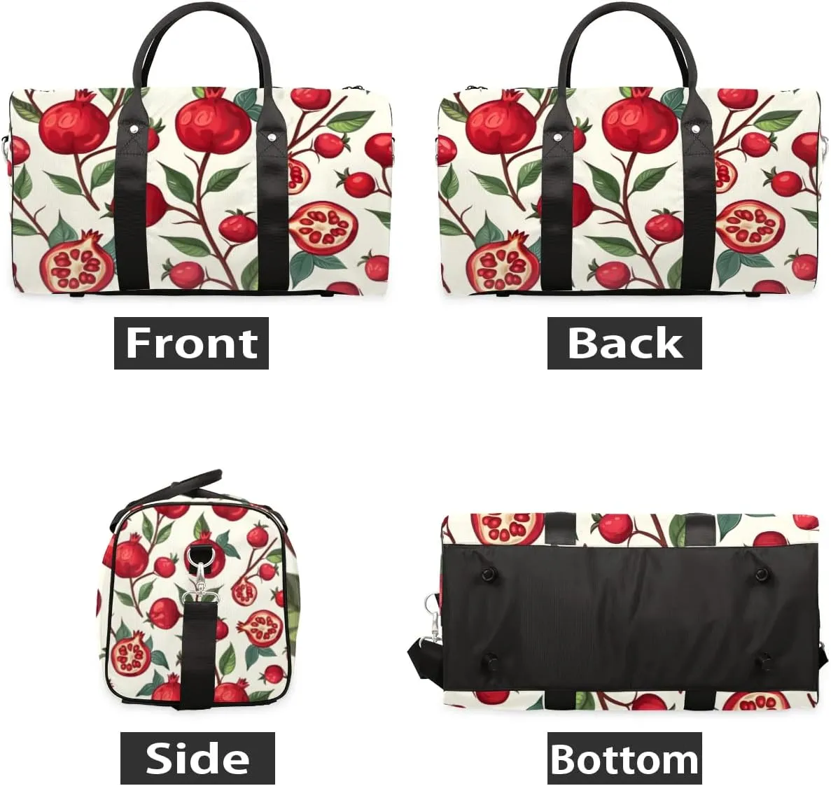 Travel Duffle Bag Pomegranates Theme Gym Bags for Men Women Travel Duffel Bags with Adjustable Shoulder Strap Carry On Weekender Bag