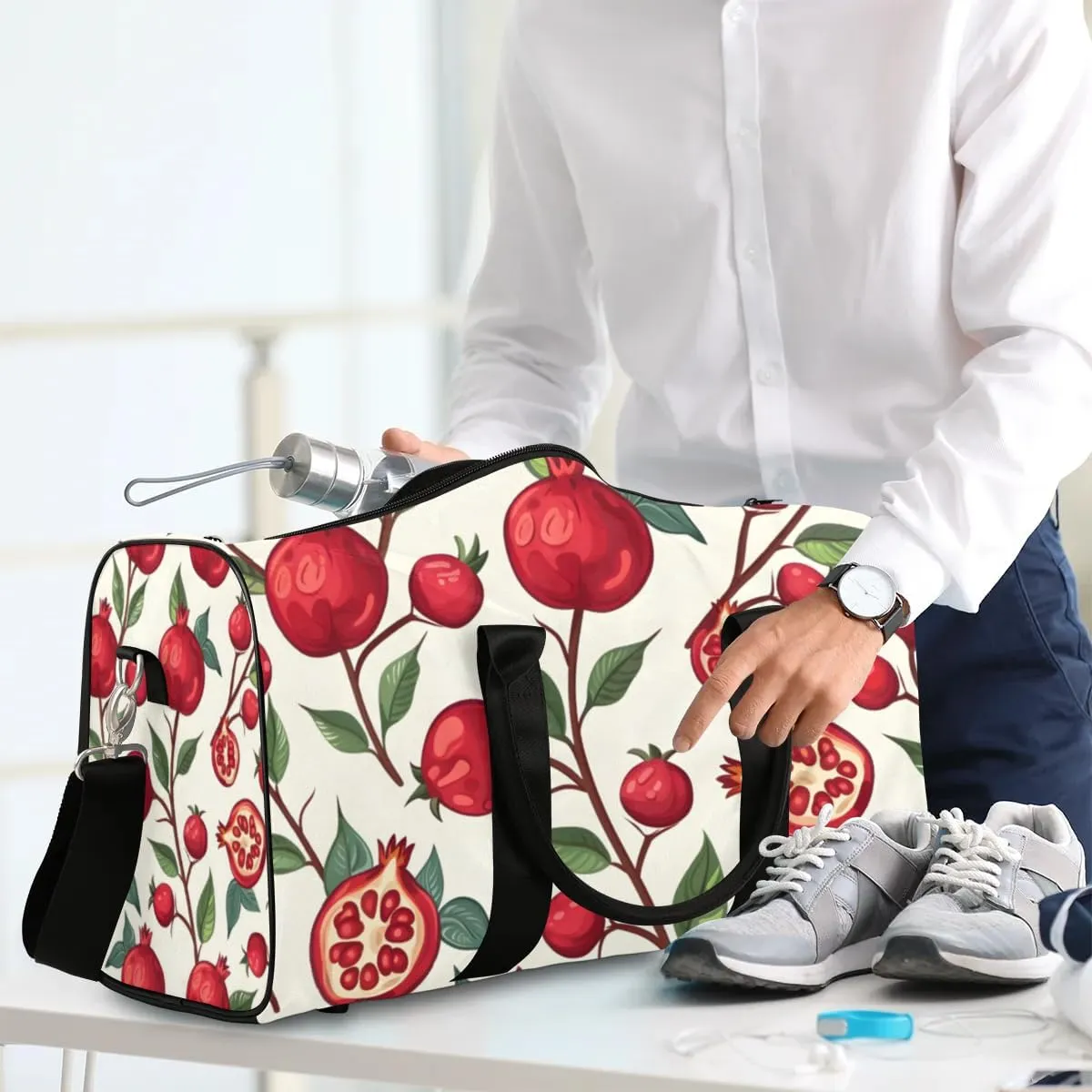 Travel Duffle Bag Pomegranates Theme Gym Bags for Men Women Travel Duffel Bags with Adjustable Shoulder Strap Carry On Weekender Bag