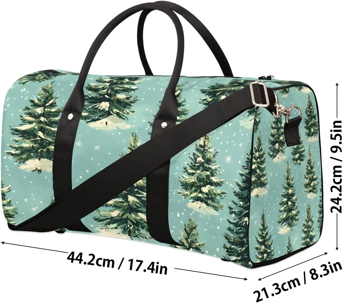 Travel Duffle Bag Snow Pine Trees Gym Bags for Men Women Travel Duffel Bags with Adjustable Shoulder Strap Carry On Weekender Bag