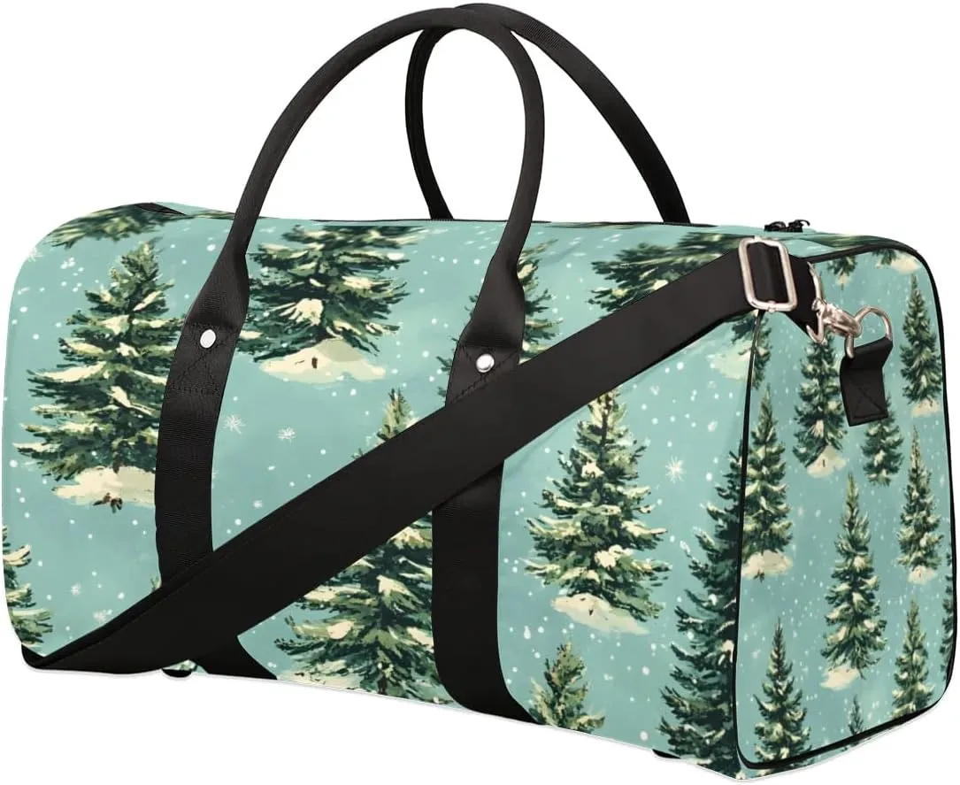 Travel Duffle Bag Snow Pine Trees Gym Bags for Men Women Travel Duffel Bags with Adjustable Shoulder Strap Carry On Weekender Bag