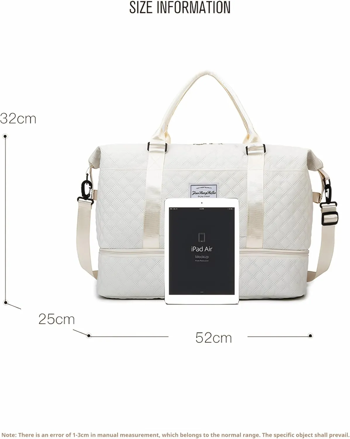 Travel Duffle Bag,Weekender Bags for Women with Shoe Compartment，Carry on Overnight Bag with Toiletry Bag,Gym Duffel Bag with Wet Pocket, Hospital Bags for Labor and Delivery (Beige-Large-3 Pcs)