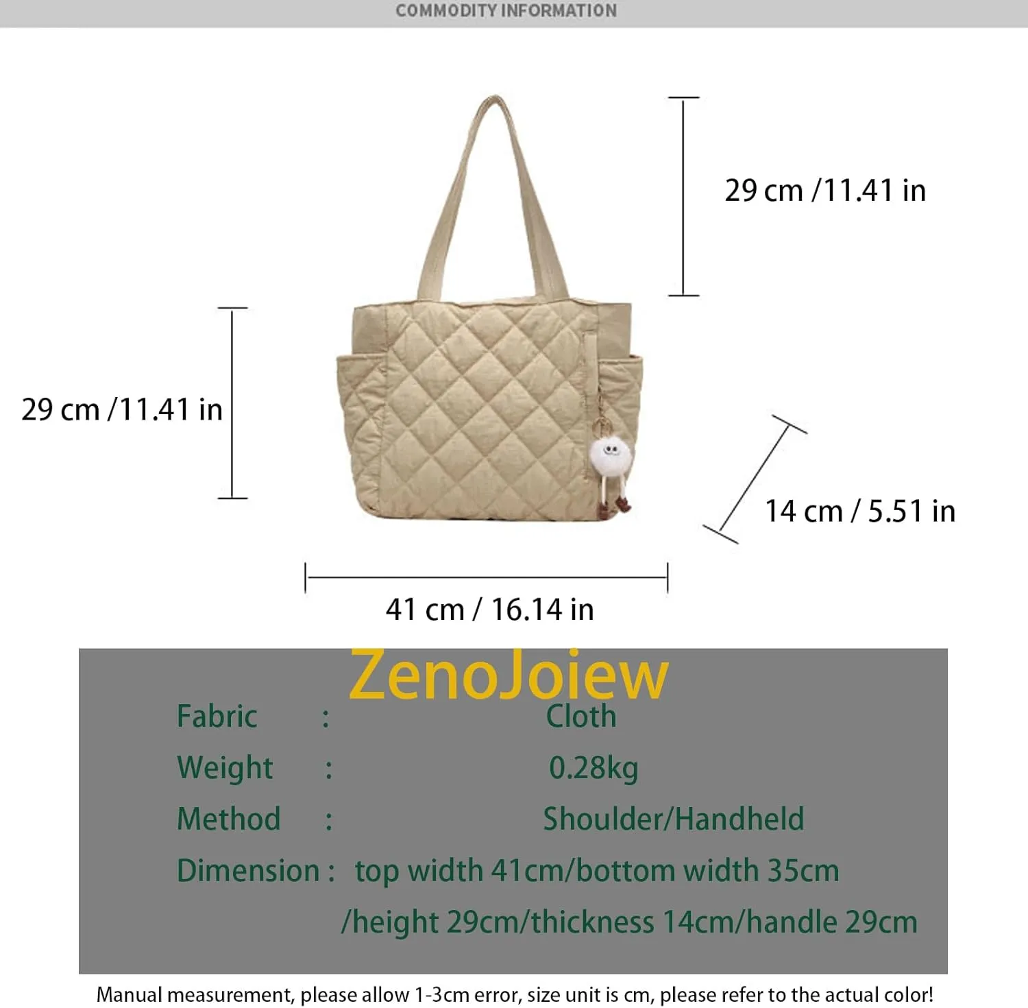 Travel Totes，Puffer Work Tote Bag for Women, Quilted Puffy Bag with compartments