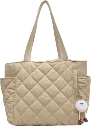 Travel Totes，Puffer Work Tote Bag for Women, Quilted Puffy Bag with compartments