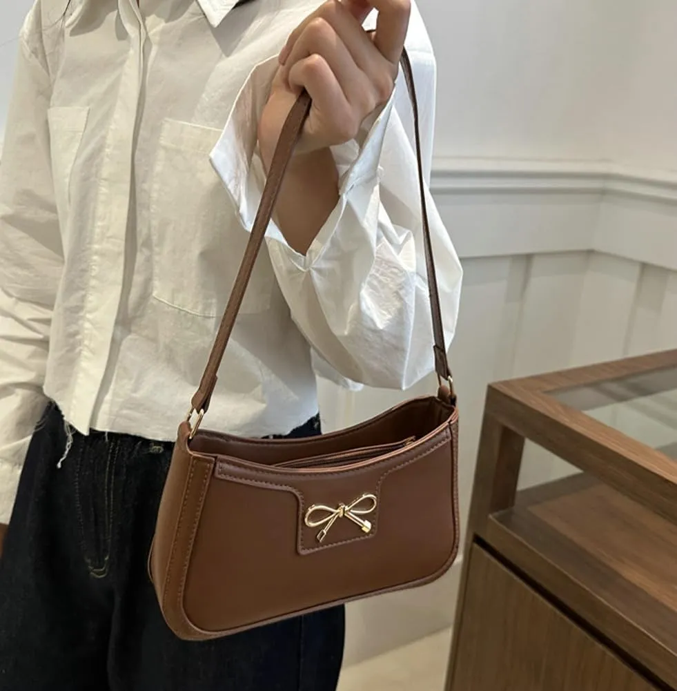 Trendy Bow Shoulder Bag for Women PU Leather Shoulder Purse Tote Bag Crossbody Purses for Work Travel 2025
