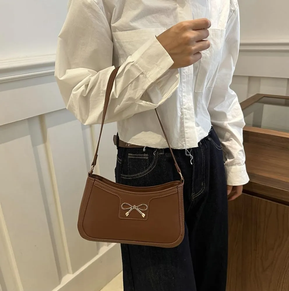 Trendy Bow Shoulder Bag for Women PU Leather Shoulder Purse Tote Bag Crossbody Purses for Work Travel 2025
