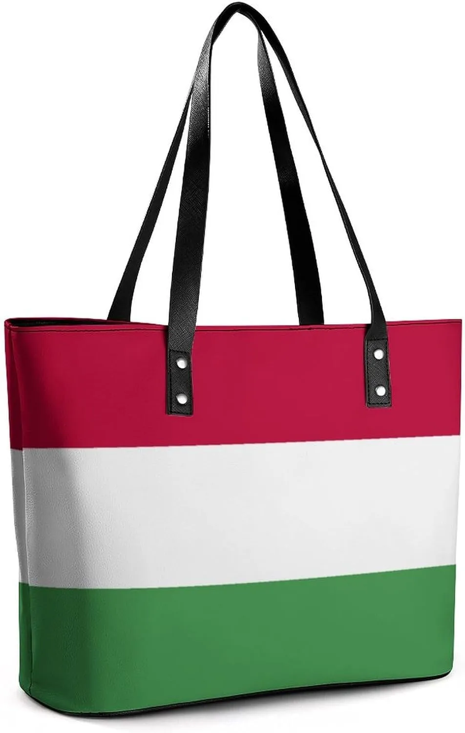 Trendy Hungary Flag Zipper Shoulder Bag Women Stylish Leather Tote for Daily Use