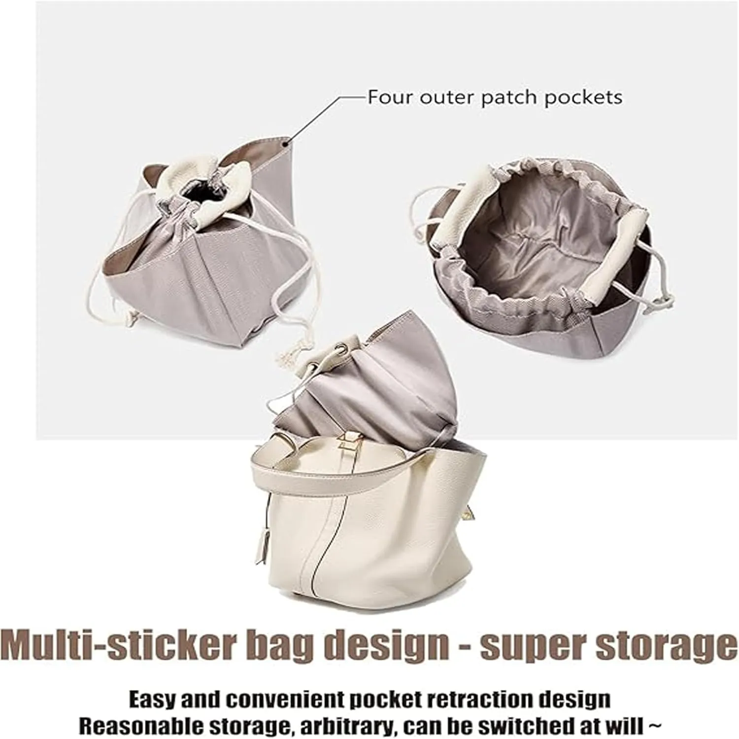 Trendy Plain Color Leather Handbag with Lock Design, Stylish Lock Design Bucket Bags, Leather Handbags for Women