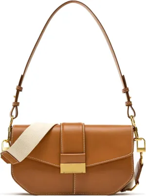 Trendy Small Shoulder Bag Stylish Crossbody Purse for Women Wide Strap Leathe Flap Shoulder Clutch Purses
