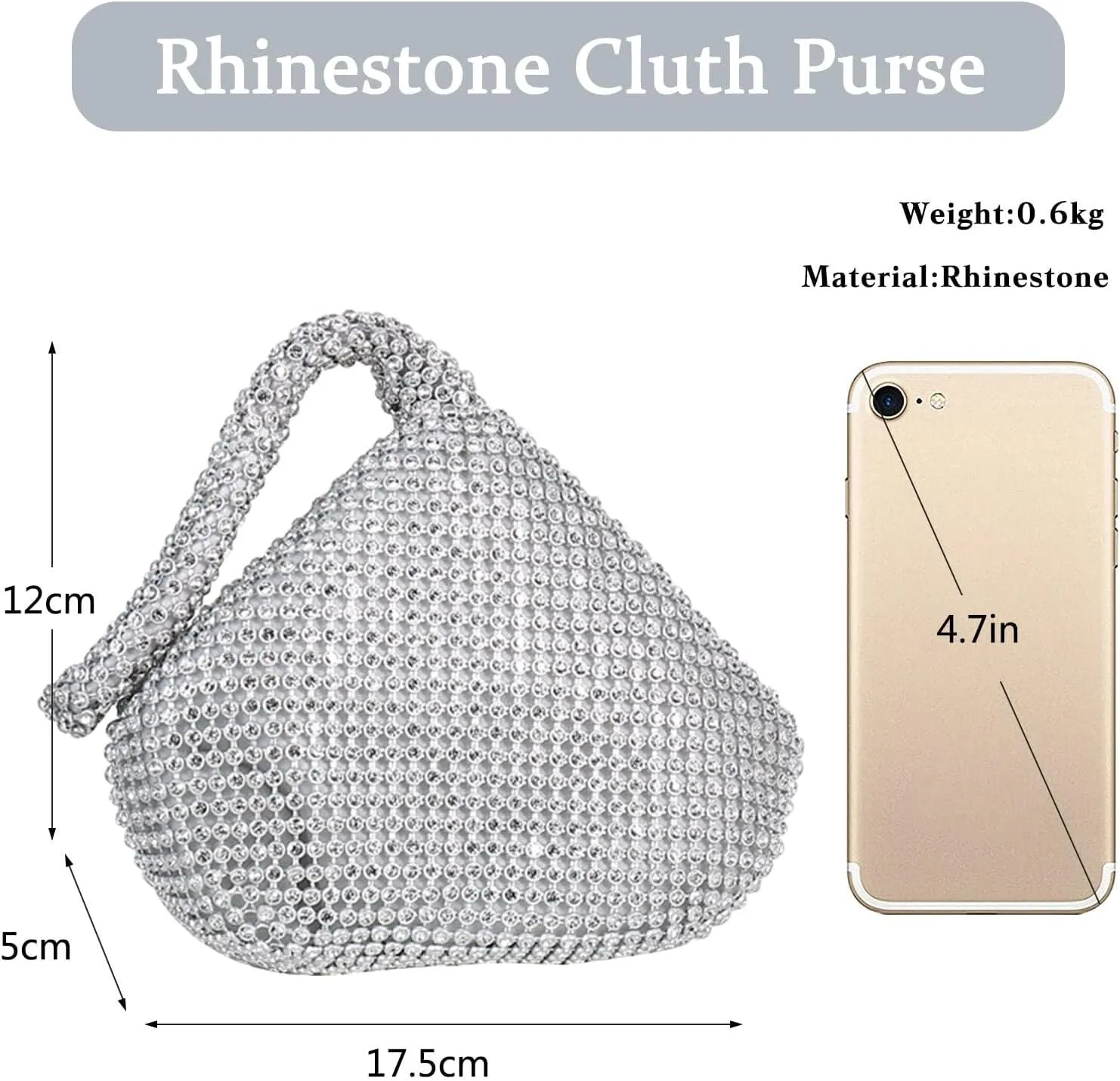 Triangle Evening Sparkly Glitter Clutch Purse Crystal Handbag Women's Bling Wedding Shoulder Crossbody Rhinestone