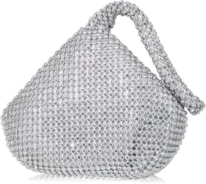 Triangle Evening Sparkly Glitter Clutch Purse Crystal Handbag Women's Bling Wedding Shoulder Crossbody Rhinestone