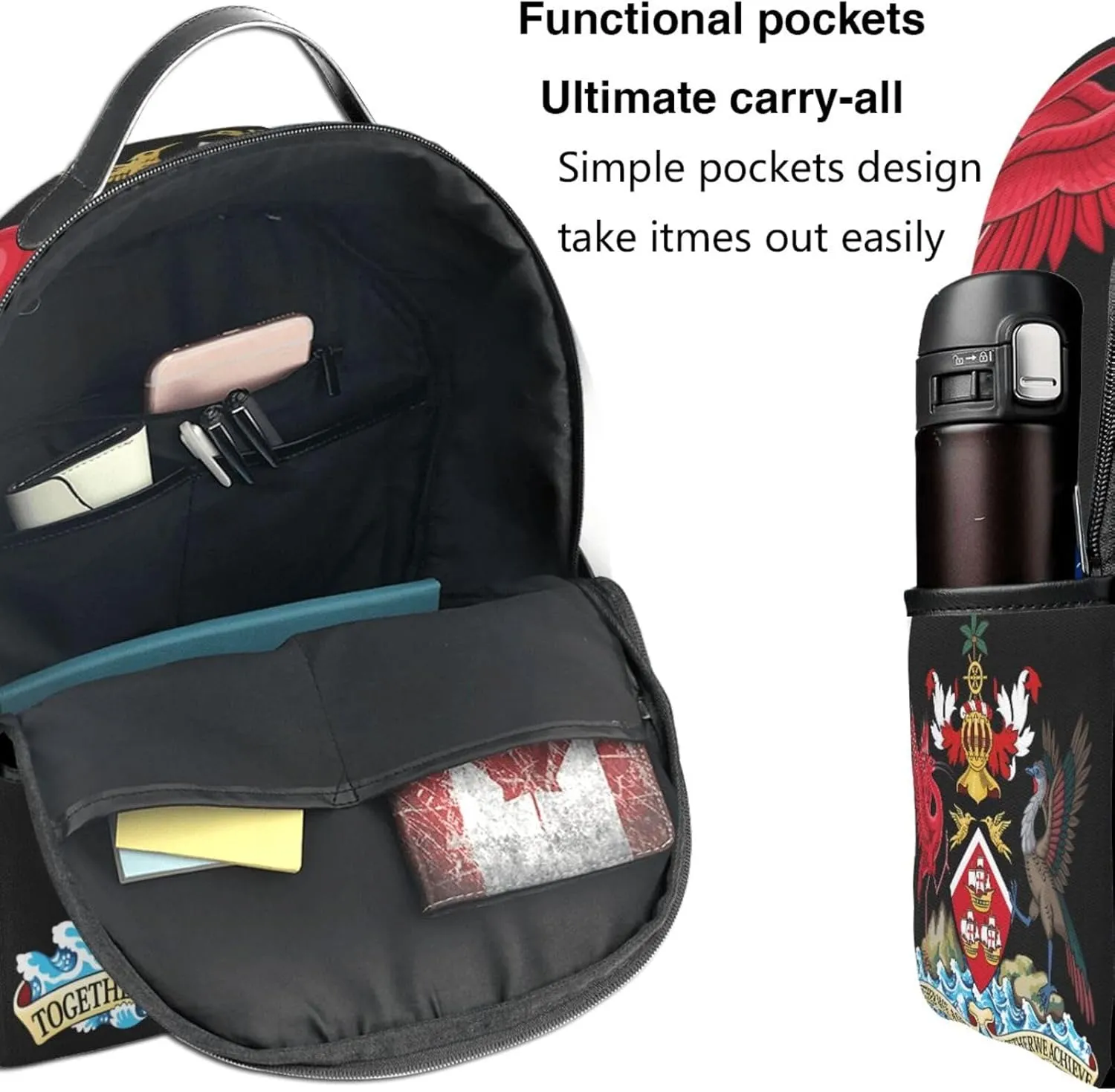 Trinidad and Tobago Coat of Arms Casual Backpacks Laptop Backpack Carry-on Daypack Sports Travel Rucksack Lightweight Working Bag for Outdoor Hiking Cycling Walking