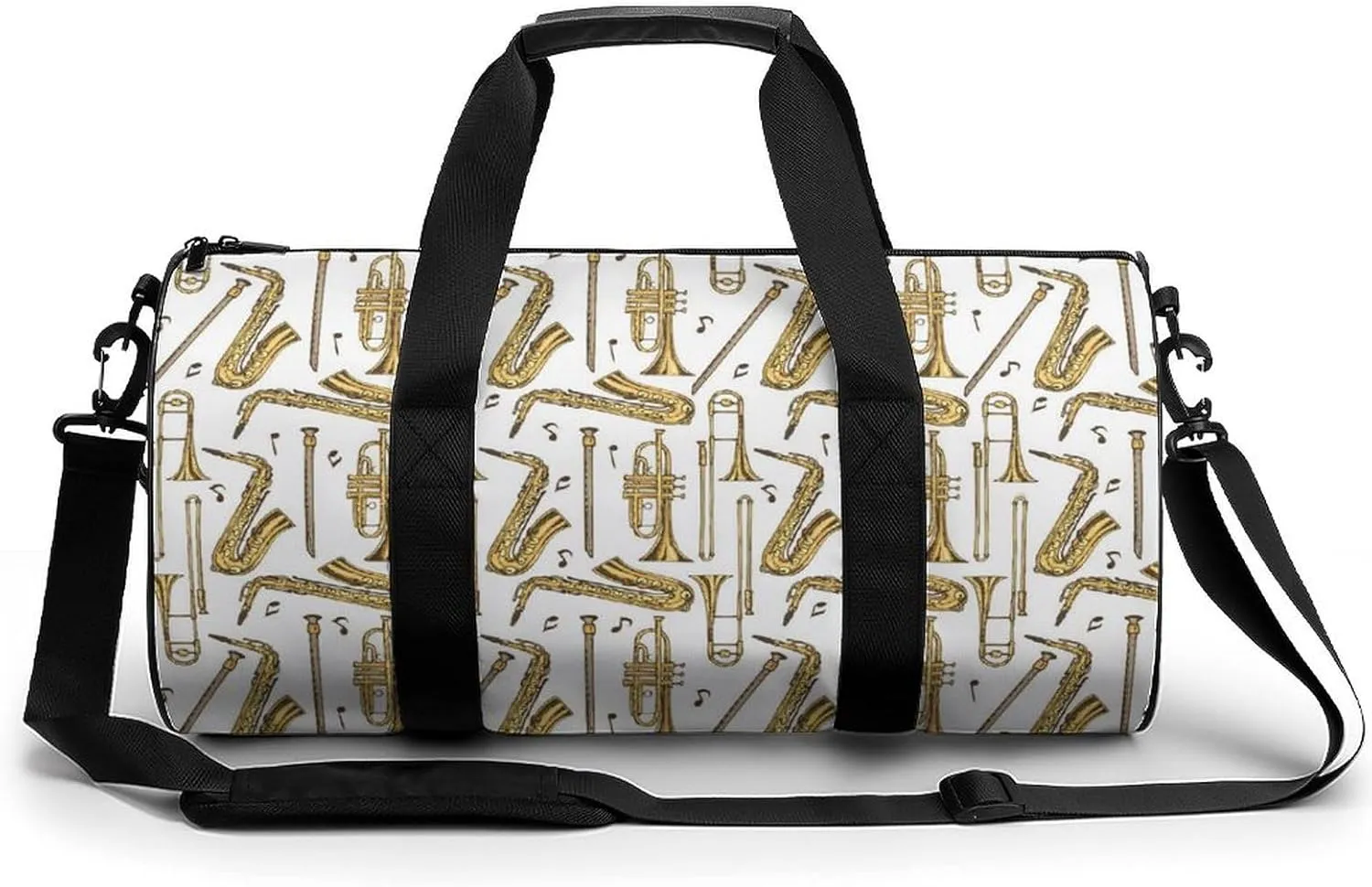 Trombone Music Instruments Gym Bag for Men Women Cylindrical Gym Duffle Bags Travel Sports Carryon Gymbag 17.7in/9in/9in