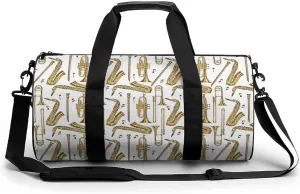 Trombone Music Instruments Gym Bag for Men Women Cylindrical Gym Duffle Bags Travel Sports Carryon Gymbag 17.7in/9in/9in