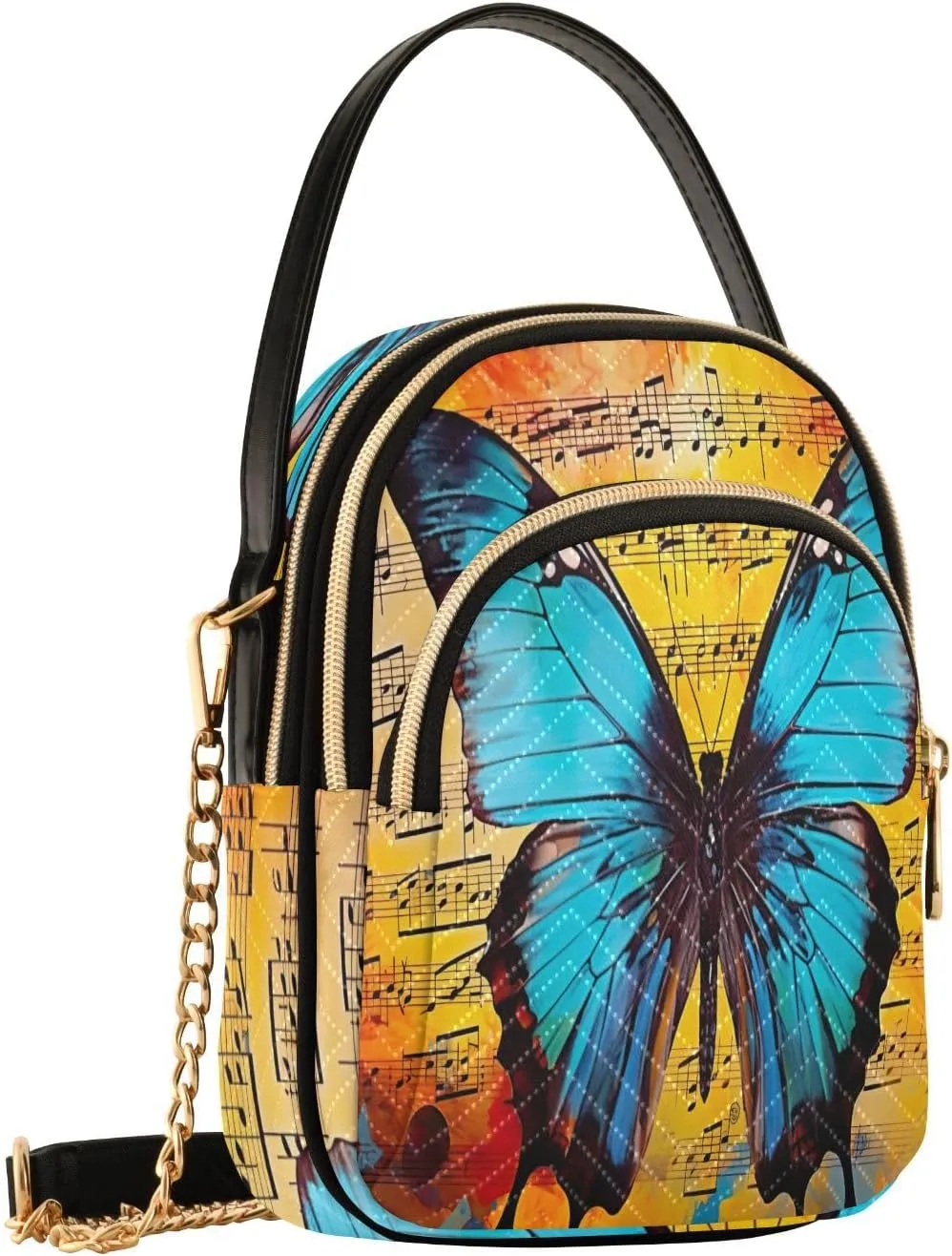 Tropical Beach Sunset with Vegetation Womens Crossbody Shoulder Bag, Three Zipper Crossbody Bags for Women