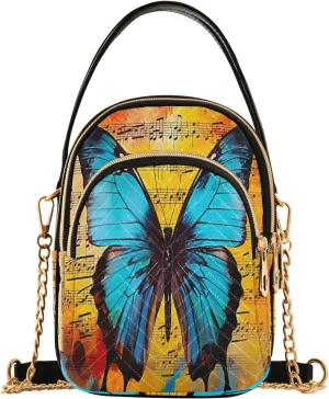 Tropical Beach Sunset with Vegetation Womens Crossbody Shoulder Bag, Three Zipper Crossbody Bags for Women