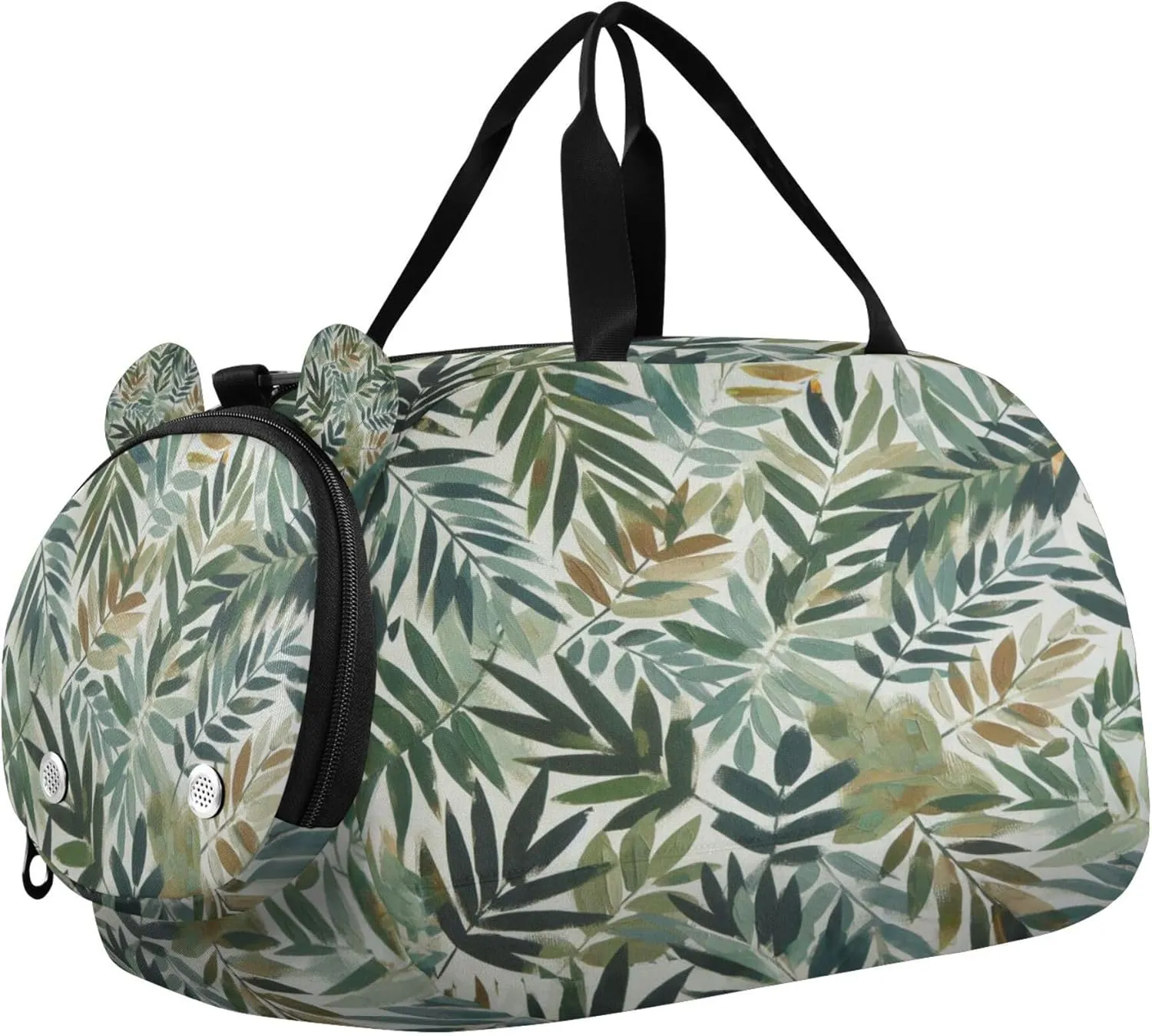 Tropical Leaves Kids Overnight Sports Duffel Bags with Shoe Compartment & Wet Pocket Travel Sport Gym Bag for Girls Boys