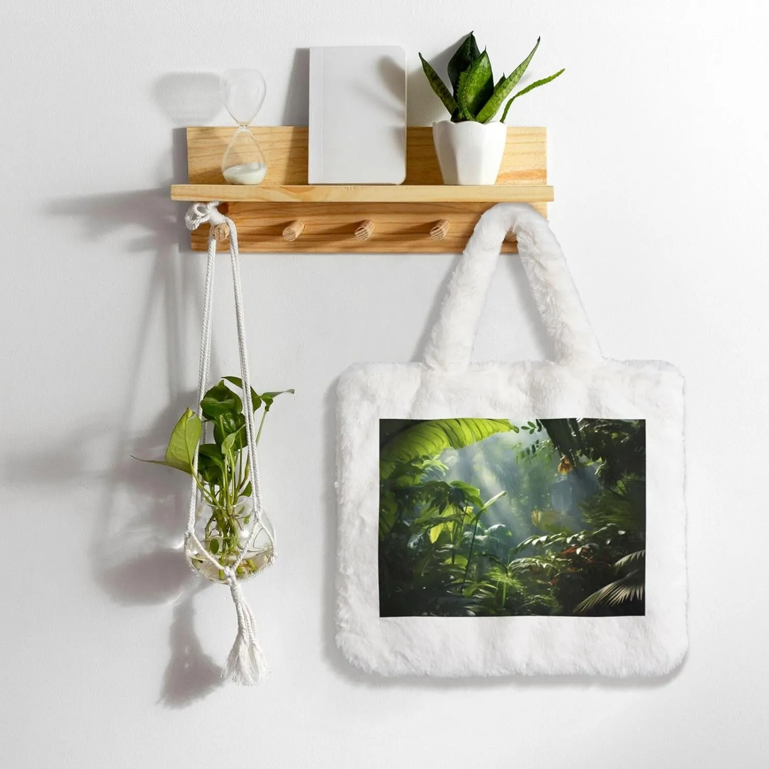 Tropical Rainforest Jungle Scene Plush Handbag, Comfortable Touch, Stylish And Compact, Suitable For Daily Travel