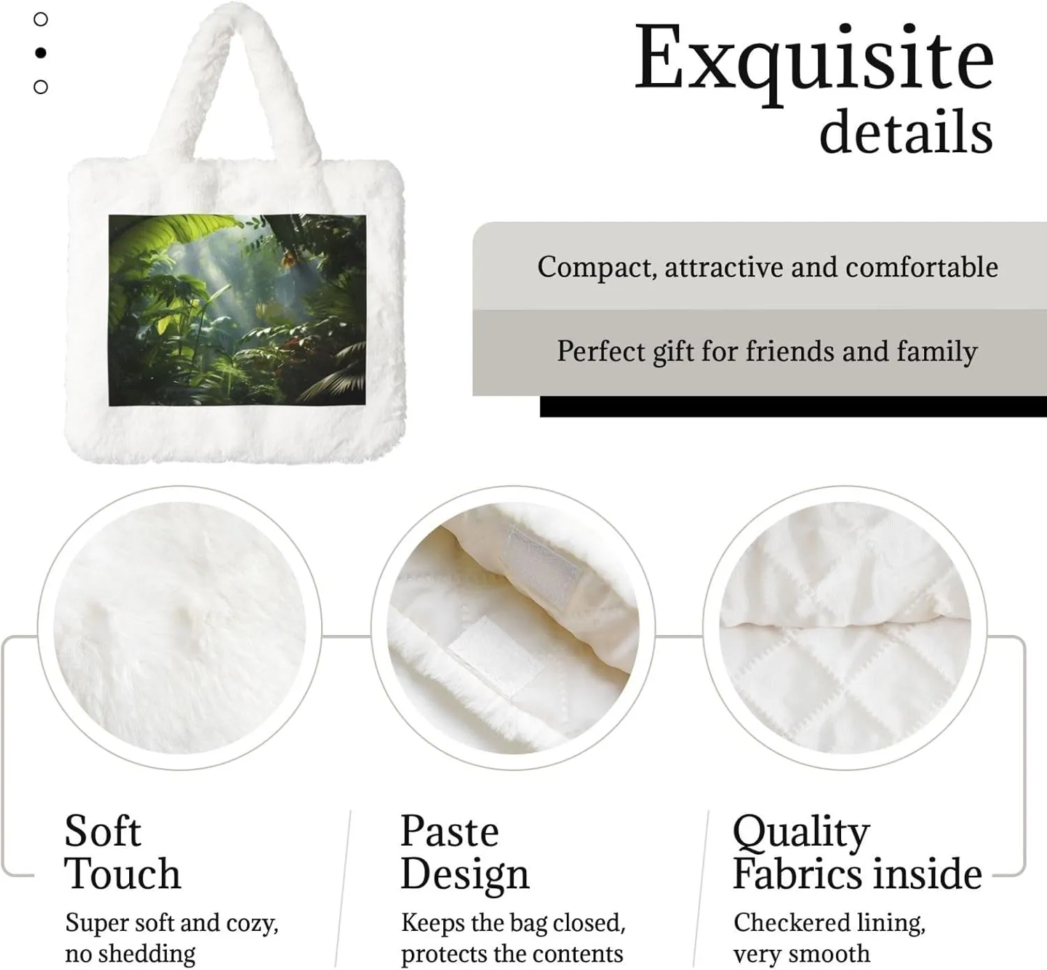 Tropical Rainforest Jungle Scene Plush Handbag, Comfortable Touch, Stylish And Compact, Suitable For Daily Travel
