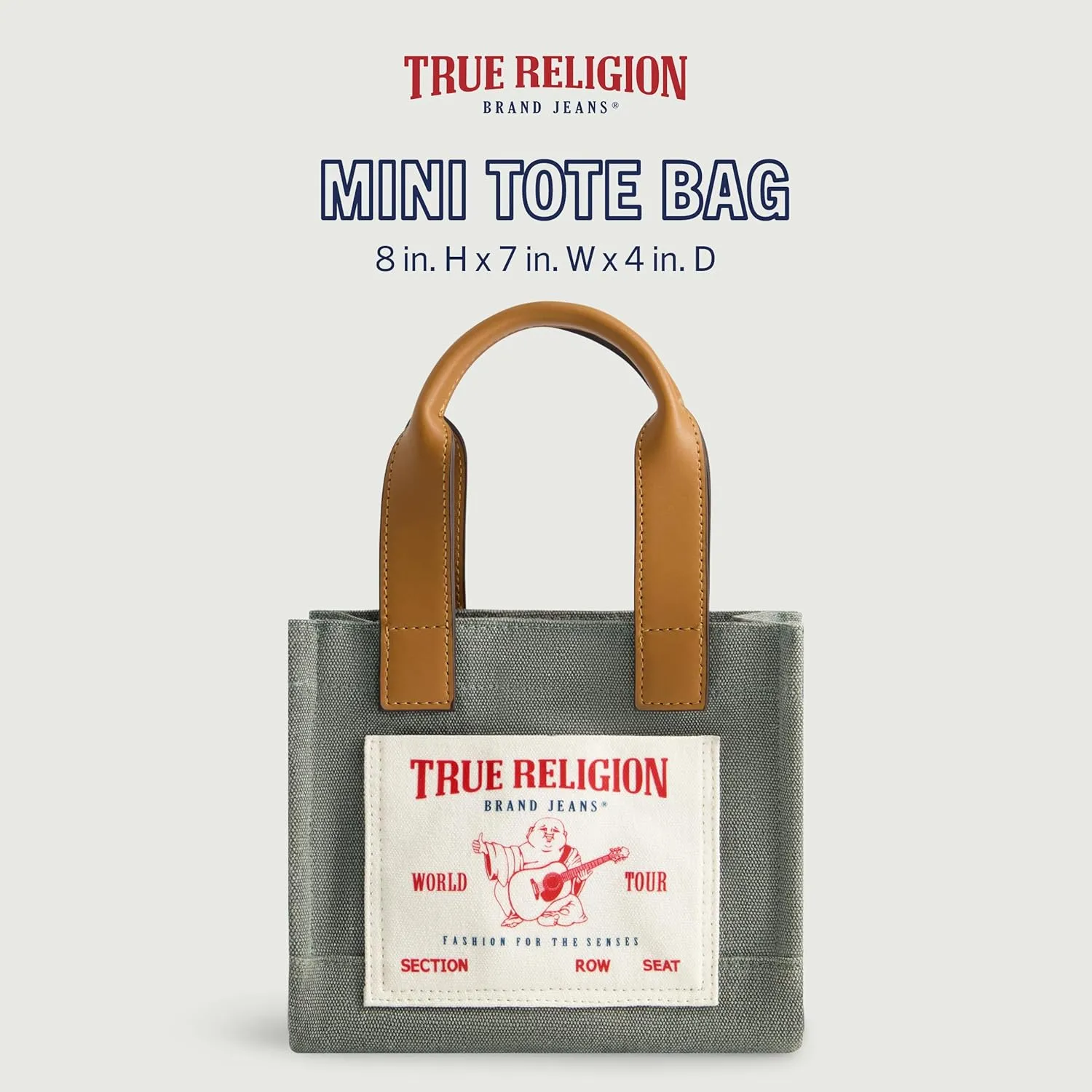 True Religion Tote Bag, Women's Mini Travel Shoulder Bag with Adjustable Strap