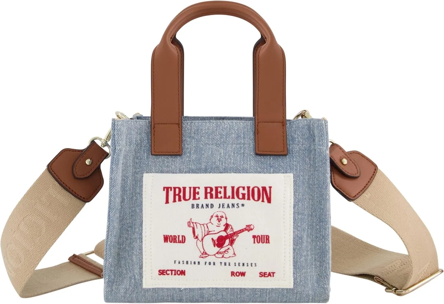 True Religion Tote Bag, Women's Mini Travel Shoulder Bag with Adjustable Strap