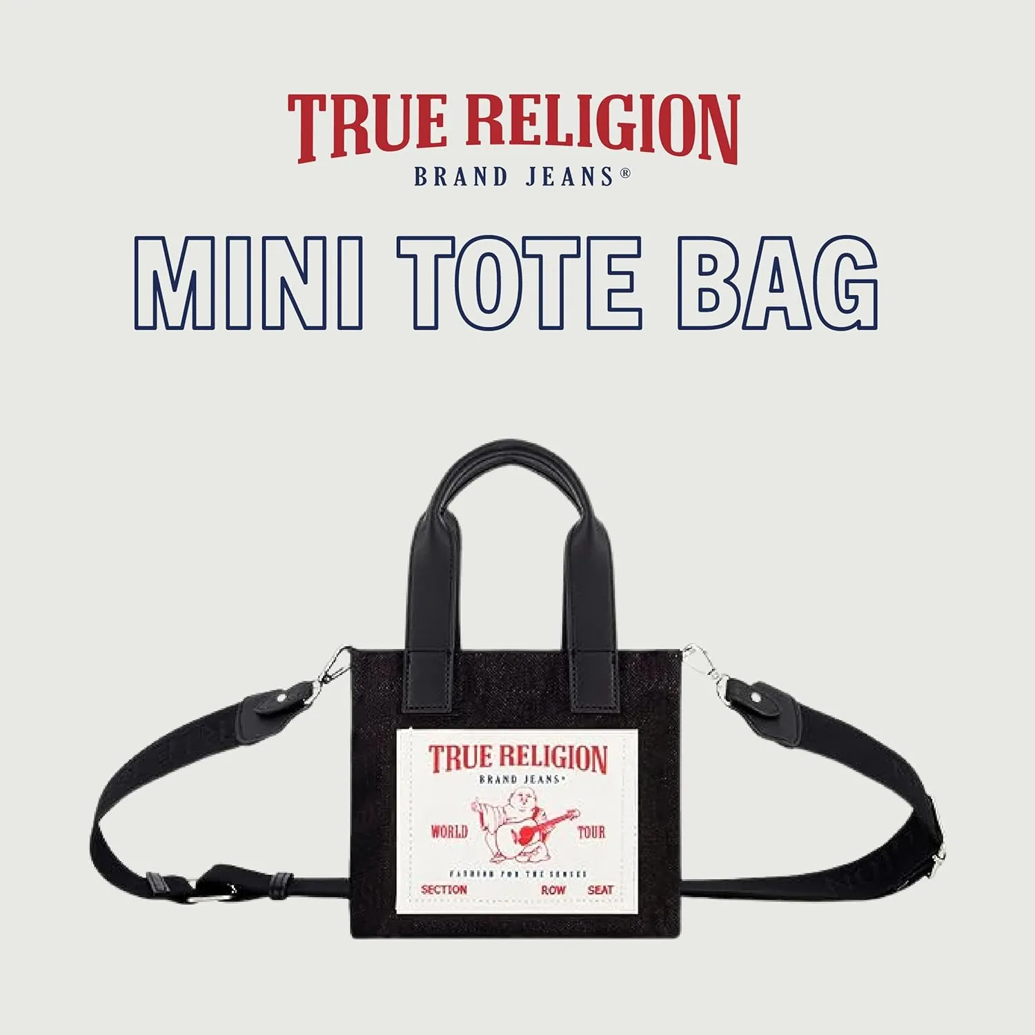 True Religion Tote Bag, Women's Mini Travel Shoulder Bag with Adjustable Strap